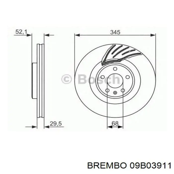Передние тормозные диски 09B03911 Brembo