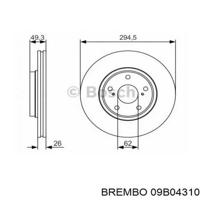 09B04310 Brembo Диск тормозной передний
