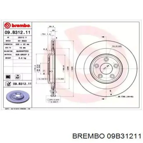 09.B312.11 Brembo диск тормозной задний