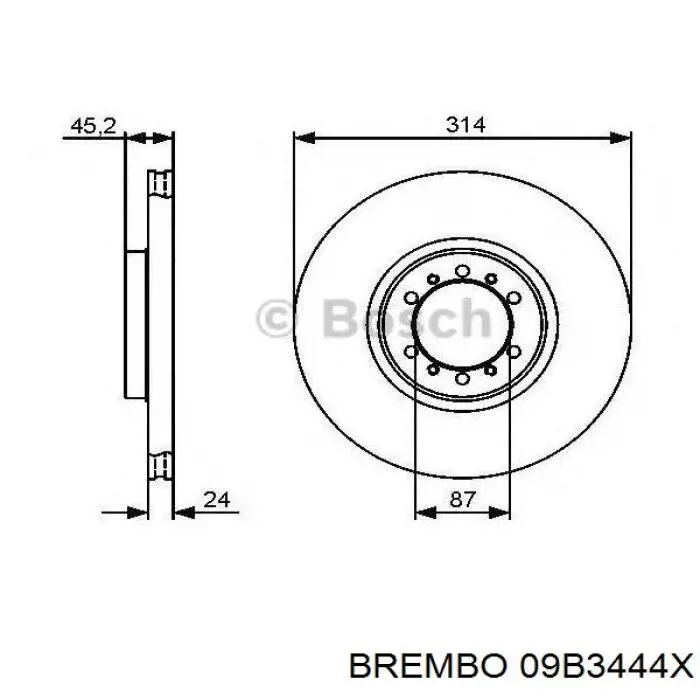 Передние тормозные диски 09B3444X Brembo