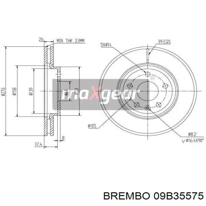 09B35575 Brembo Диск тормозной передний