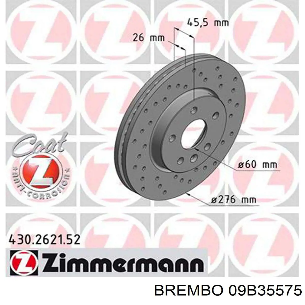 Тормоз дисковый передний Brembo 09B35575 цена, от 55.64 USD