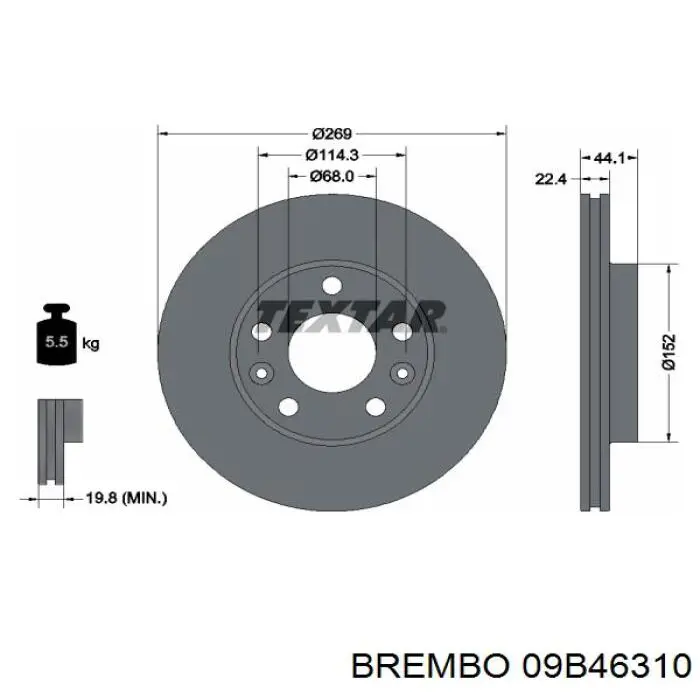 Передние тормозные диски 09B46310 Brembo