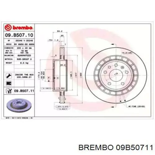 Задний дисковый тормоз Brembo 09B50711