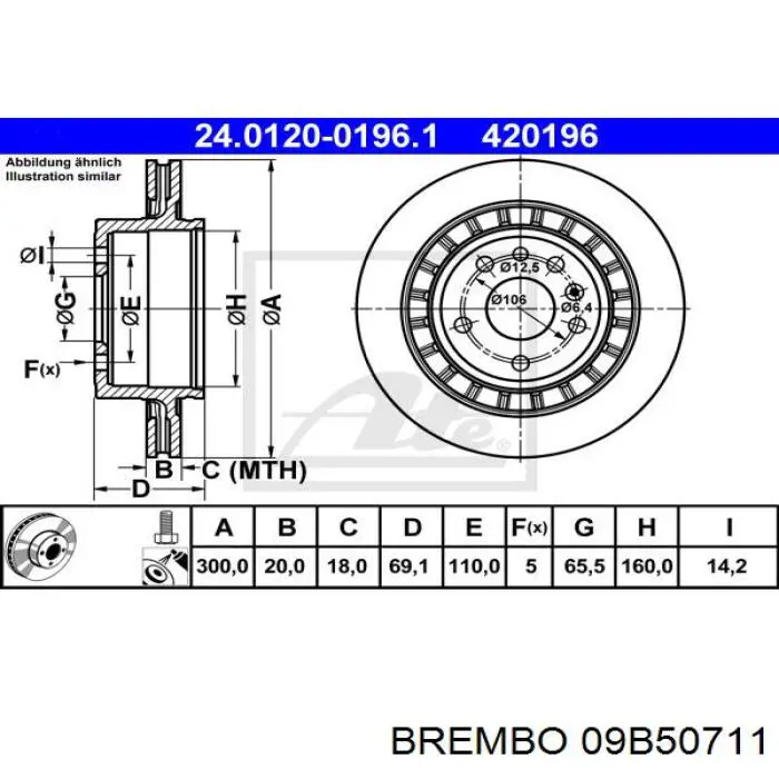 Задний тормозной диск Brembo 09B50711 цена, от 46.84 USD