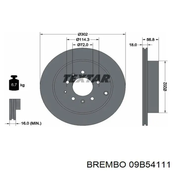 Задний дисковый тормоз Brembo 09B54111