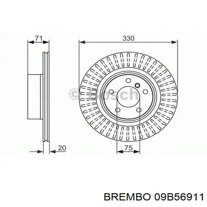 Купить 09B56911 Brembo Диск тормозной задний