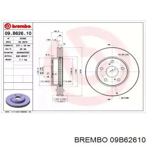 09B62610 Brembo disco do freio dianteiro