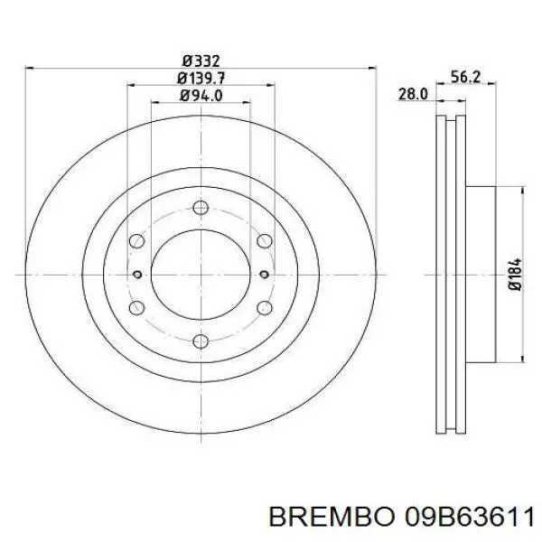 Тормоз дисковый передний Brembo 09B63611 цена, от 68.36 USD