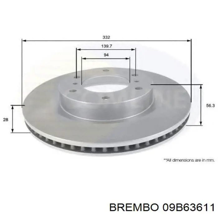 Купить 09B63611 Brembo Ротор тормозной