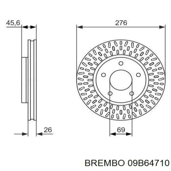 Тормоз дисковый передний Brembo 09B64710 цена, от 48.54 USD
