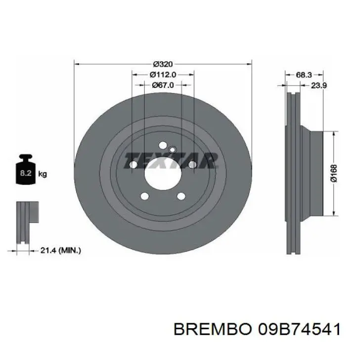 09B74541 Brembo диск тормозной задний