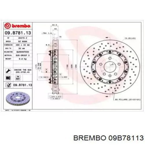 09.B781.13 Brembo диск тормозной передний