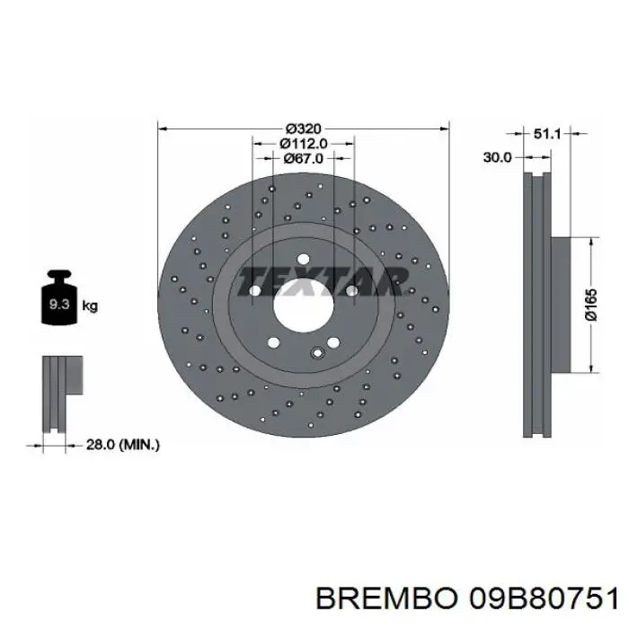 09B80751 Brembo disco do freio dianteiro