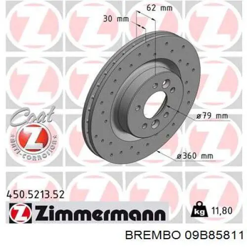 Купить 09B85811 Brembo Ротор тормозной