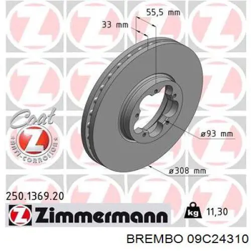 Купить 09C24310 Brembo Ротор тормозной