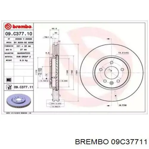 09C37711 Brembo disco do freio dianteiro