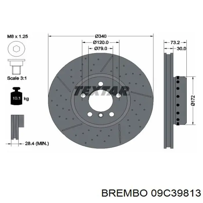 Тормоз дисковый передний Brembo 09C39813 цена, от 236.07 USD