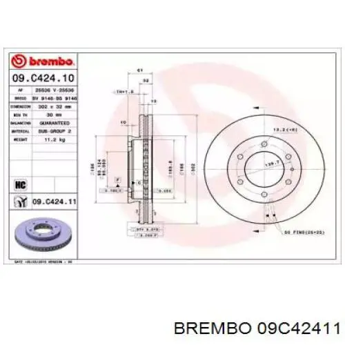 09C42411 Brembo disco do freio dianteiro