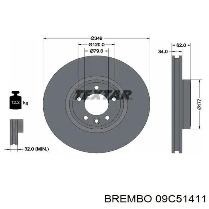 Передние тормозные диски 09C51411 Brembo