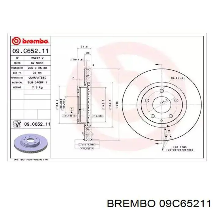 09.C652.11 Brembo тормозные диски