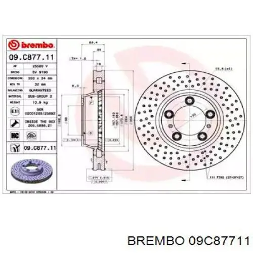 09.C877.11 Brembo disco do freio dianteiro