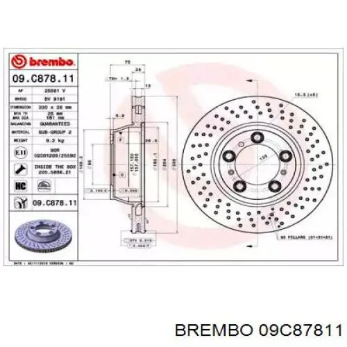 Тормозные диски 09C87811 Brembo