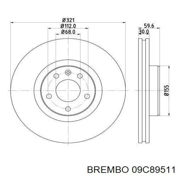 Купить 09C89511 Brembo Ротор тормозной