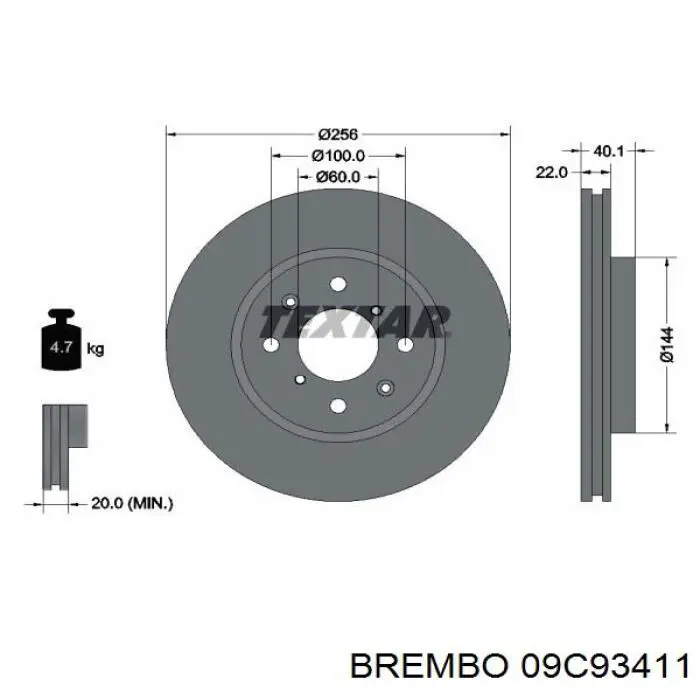 Передние тормозные диски 09C93411 Brembo