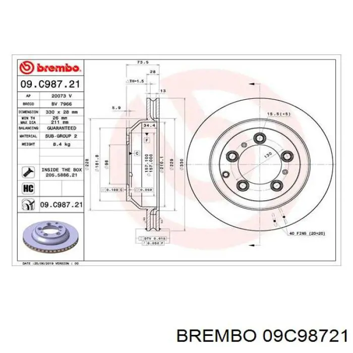 09.C987.21 Brembo disco do freio traseiro