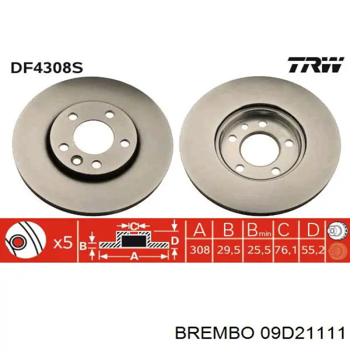 Купить 09D21111 Brembo Ротор тормозной