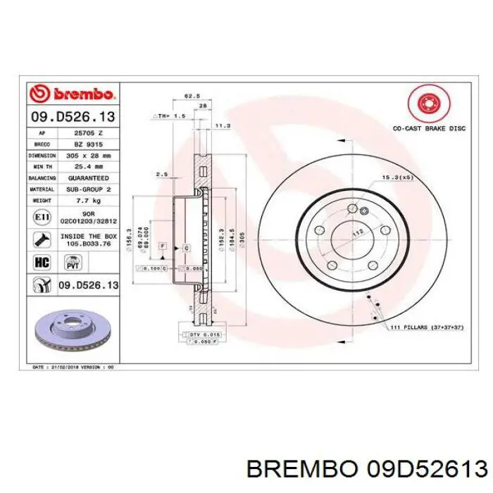 09.D526.13 Brembo disco do freio dianteiro