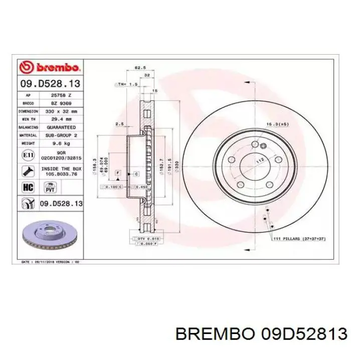 09.D528.13 Brembo disco do freio dianteiro