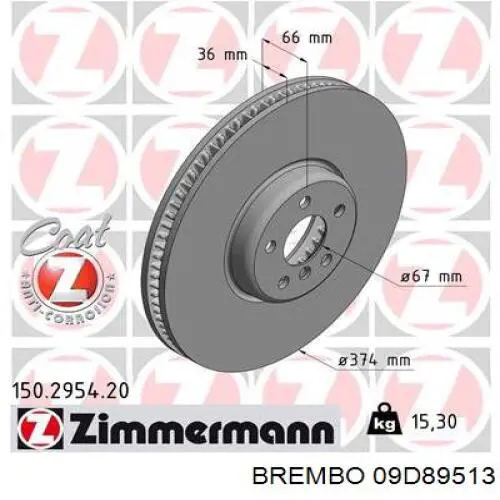 09.D895.13 Brembo тормозные диски