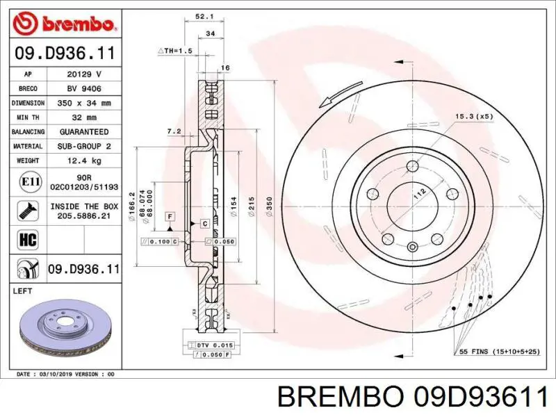 09.D936.11 Brembo disco do freio dianteiro