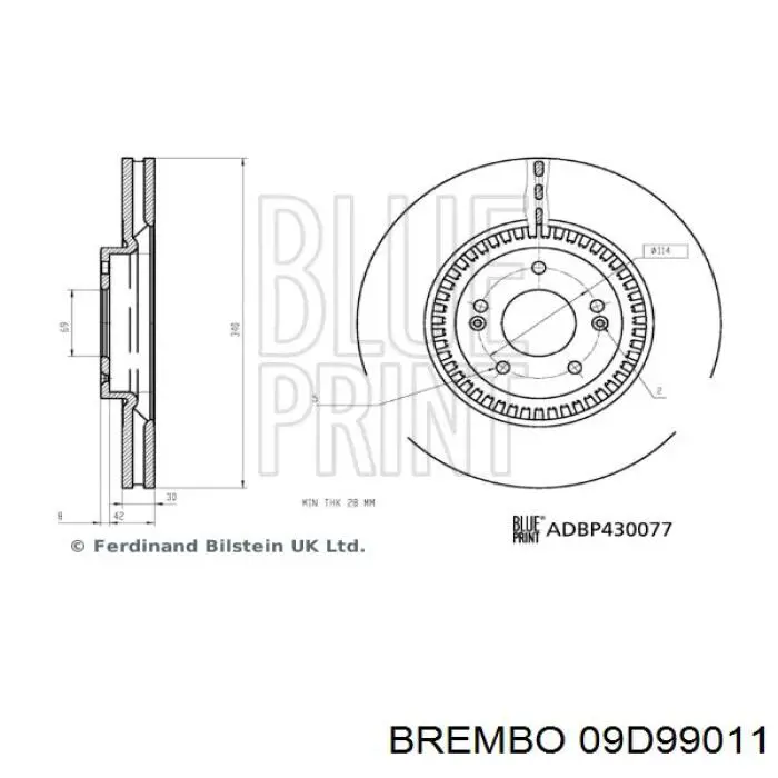 Передние тормозные диски 51712B8000 Hyundai/Kia