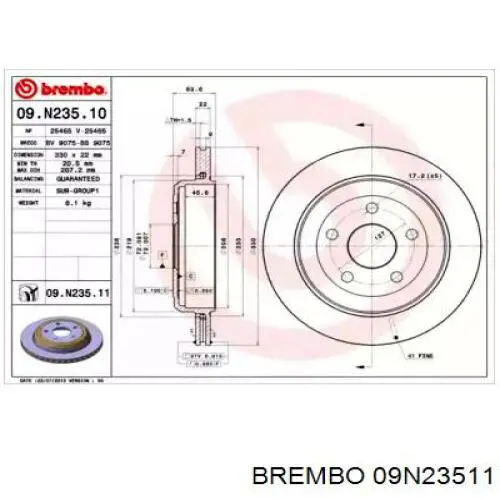 Тормозные диски 09N23511 Brembo