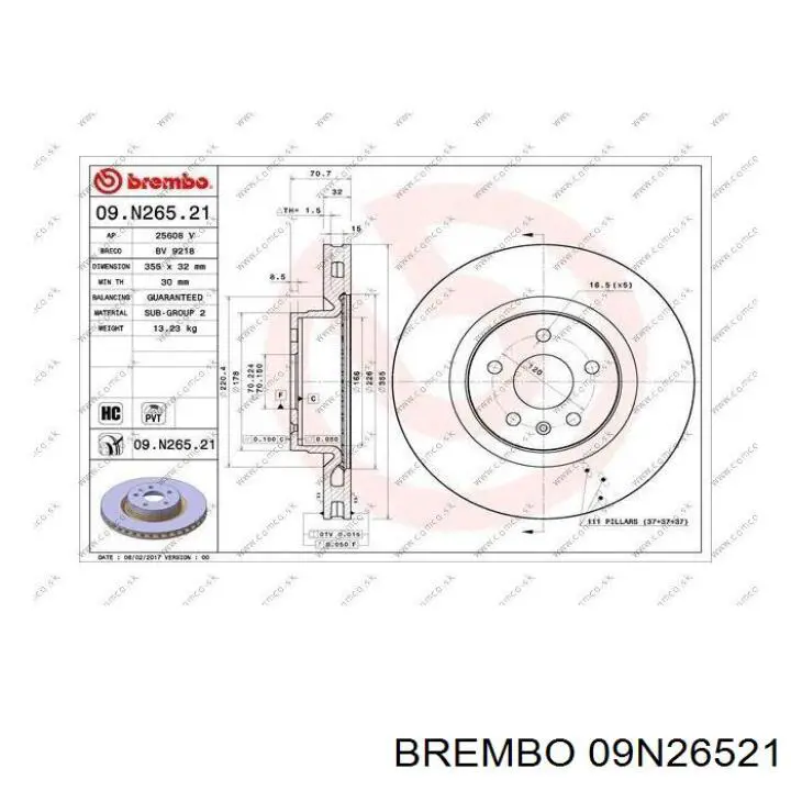 09.N265.21 Brembo disco do freio dianteiro