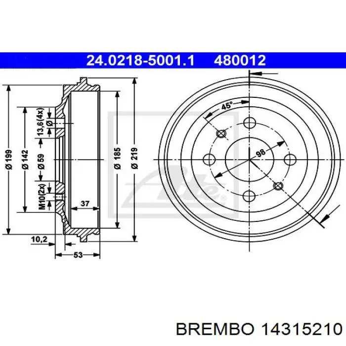 Тормозной барабан 14315210 Brembo