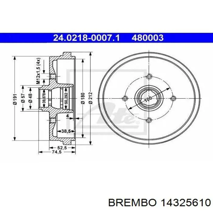 Тормозной барабан 14325610 Brembo