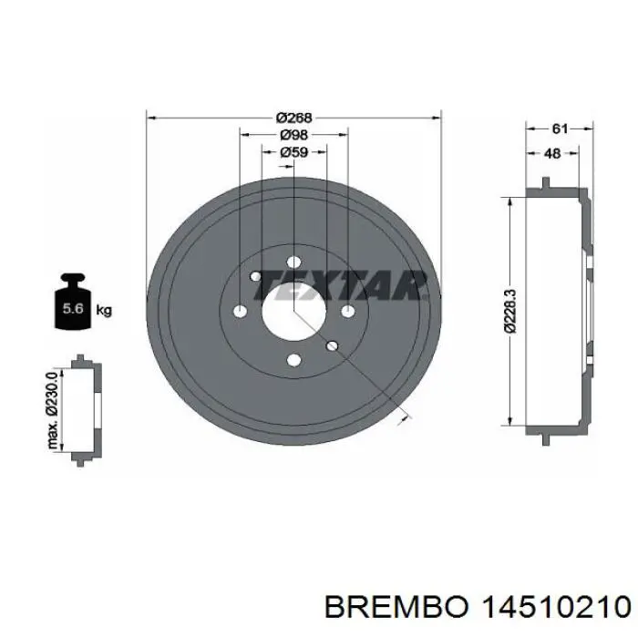 Задний барабан Brembo 14510210