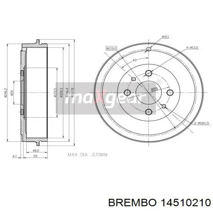 Барабан тормозной задний Brembo 14510210 цена, от 35.64 USD