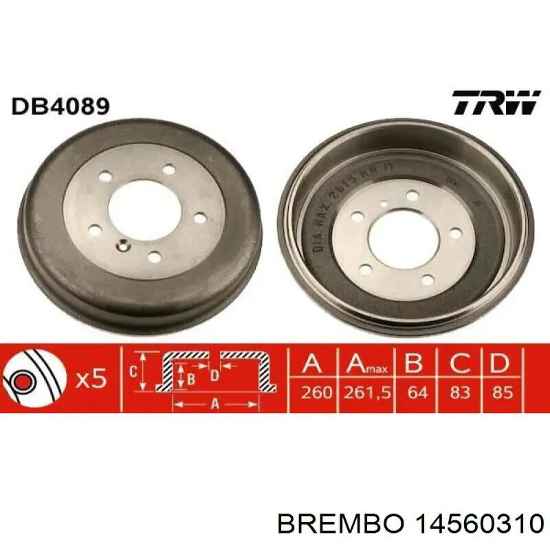 Тормозной барабан 14560310 Brembo