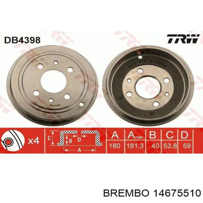 Купить 14675510 Brembo Тормозной барабан