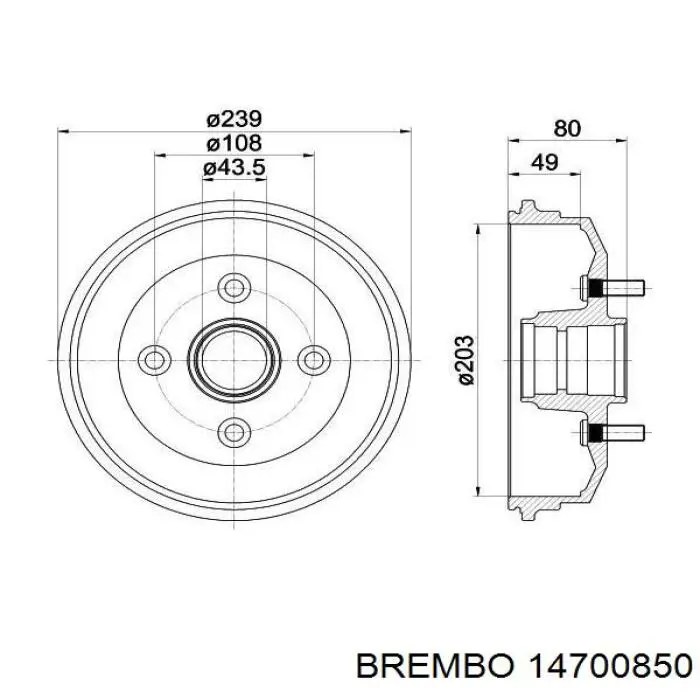 Тормозной барабан 14700850 Brembo