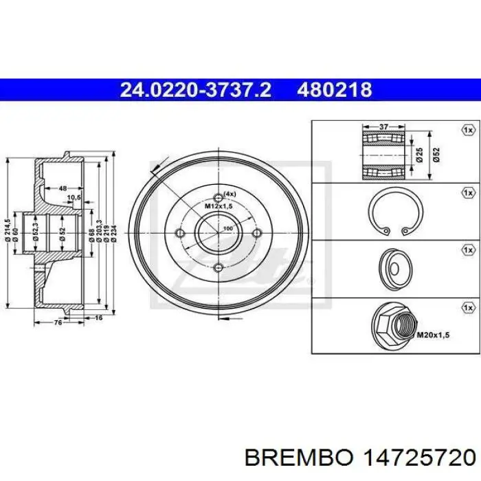 14725720 Brembo tambor do freio traseiro