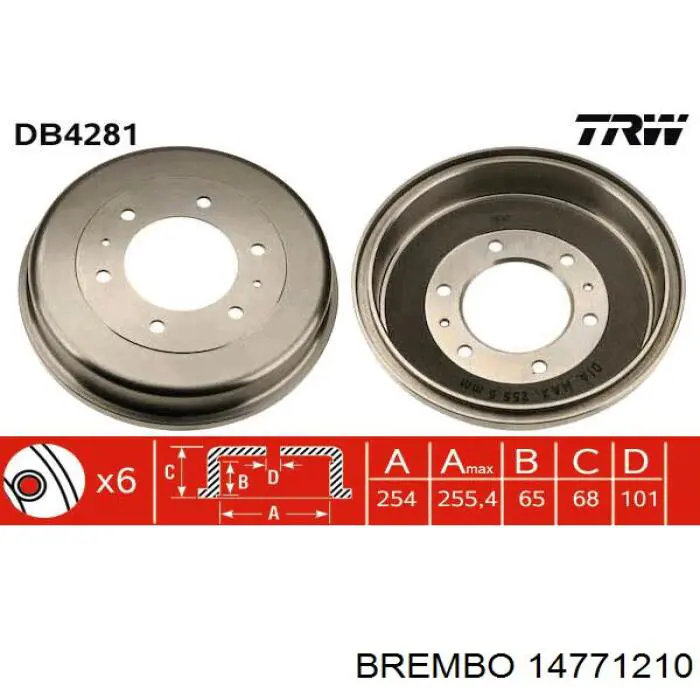 Барабан тормозной задний Brembo 14771210 цена, от 84.57 USD
