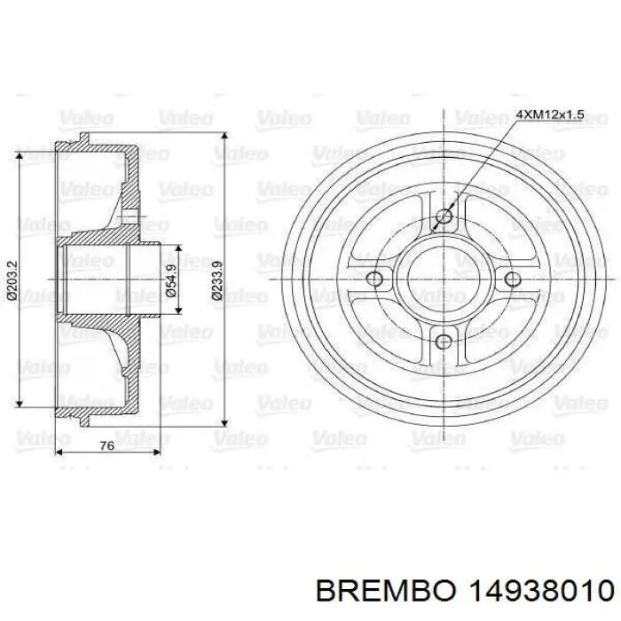 Купить 14938010 Brembo Тормозной барабан