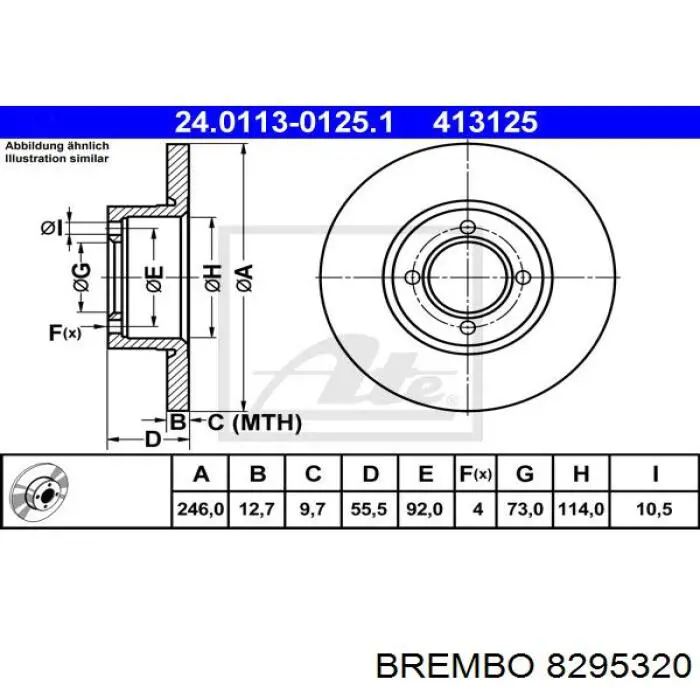 Передние тормозные диски 8295320 Brembo