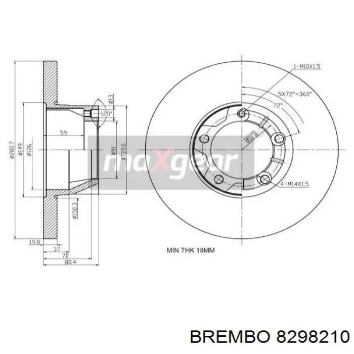 Передние тормозные диски 8298210 Brembo